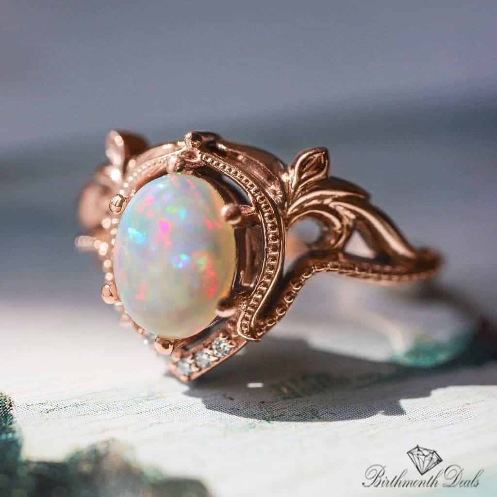 October Opal Birthstone Stacking Ring - Birthmonth Deals