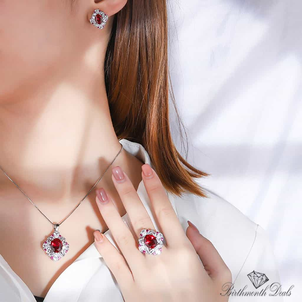 July Ruby Birthstone Jewelry Set - Birthmonth Deals