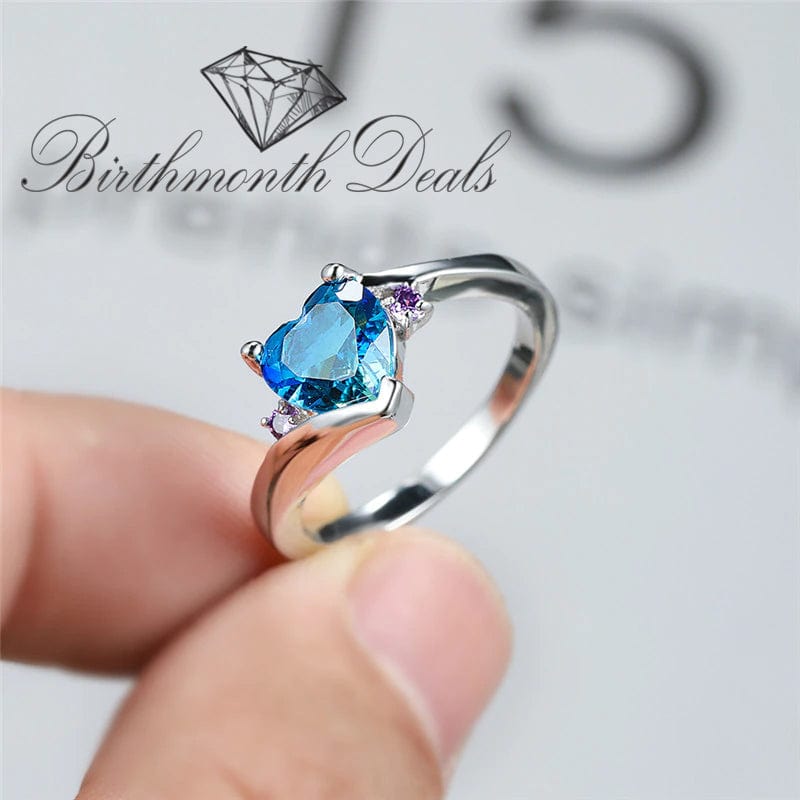 March Aquamarine Birthstone Ring - Birthmonth Deals