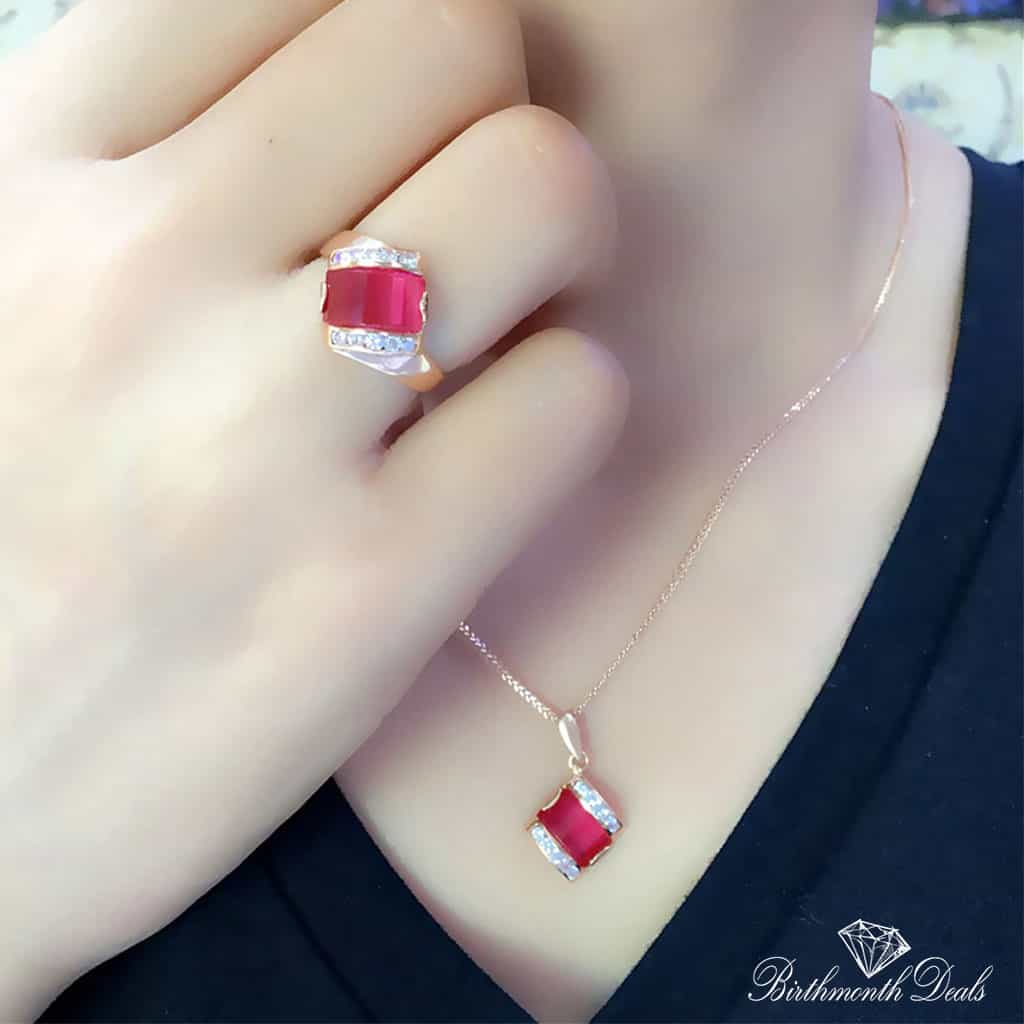 July Ruby Birthstone Jewelry Set - Birthmonth Deals