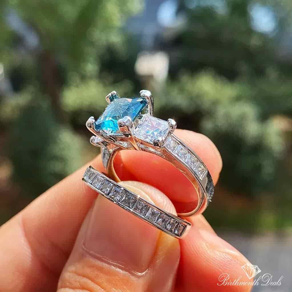 March Aquamarine Birthstone Stacking Ring - Birthmonth Deals