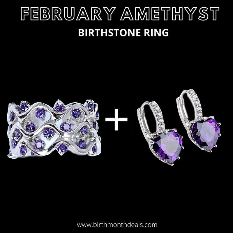 February Amethyst Birthstone Ring - Birthmonth Deals