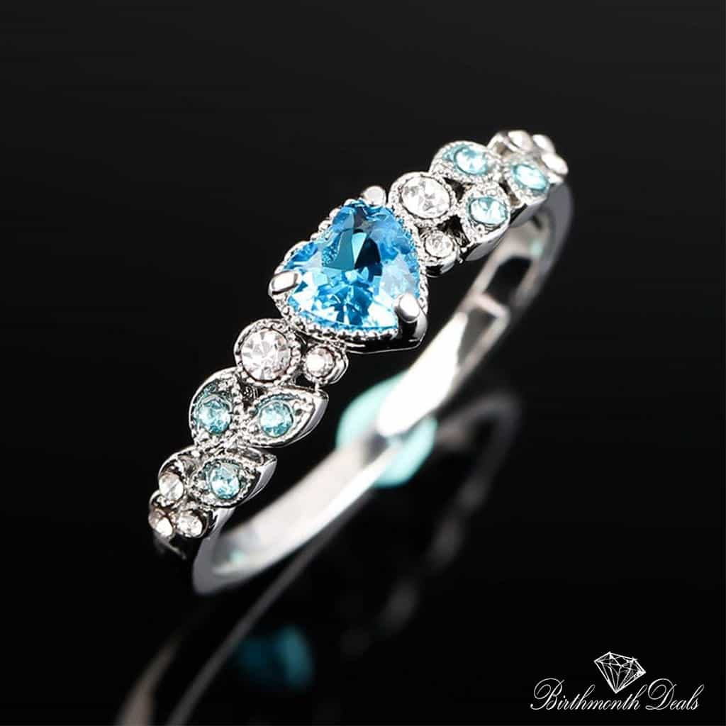 March Aquamarine Birthstone Ring - Birthmonth Deals