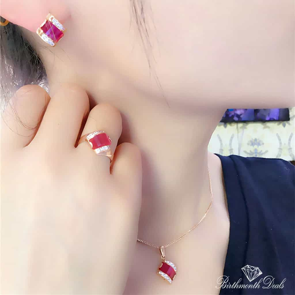 July Ruby Birthstone Jewelry Set - Birthmonth Deals