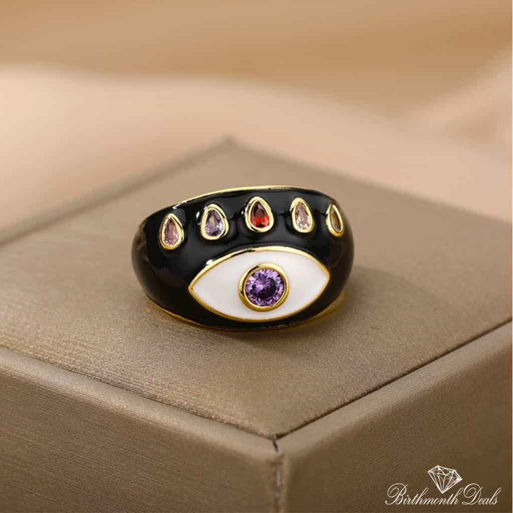 Adjustable Stainless Evil Eye Ring Collection - Birthmonth Deals