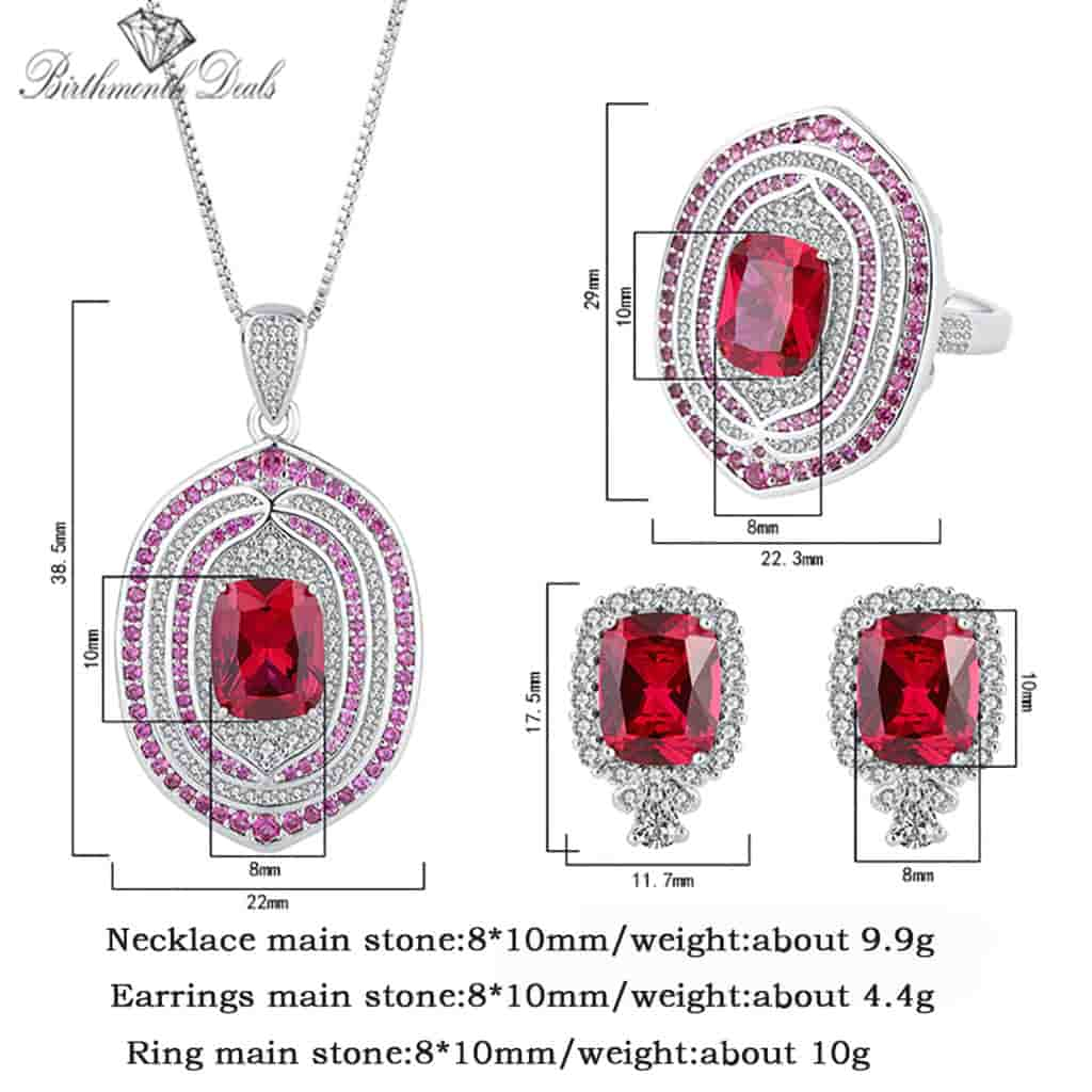 July Ruby Birthstone Jewelry Set - Birthmonth Deals