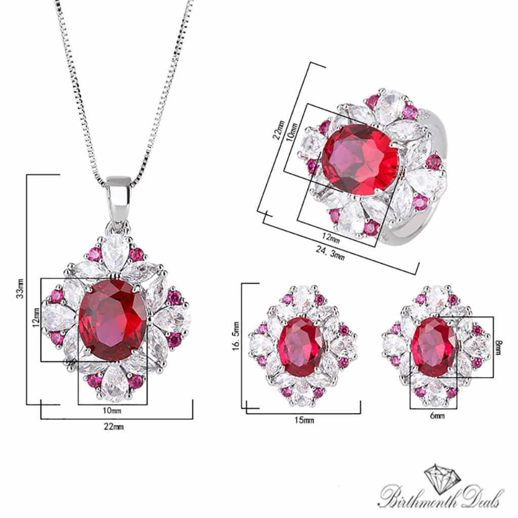 July Ruby Birthstone Jewelry Set - Birthmonth Deals