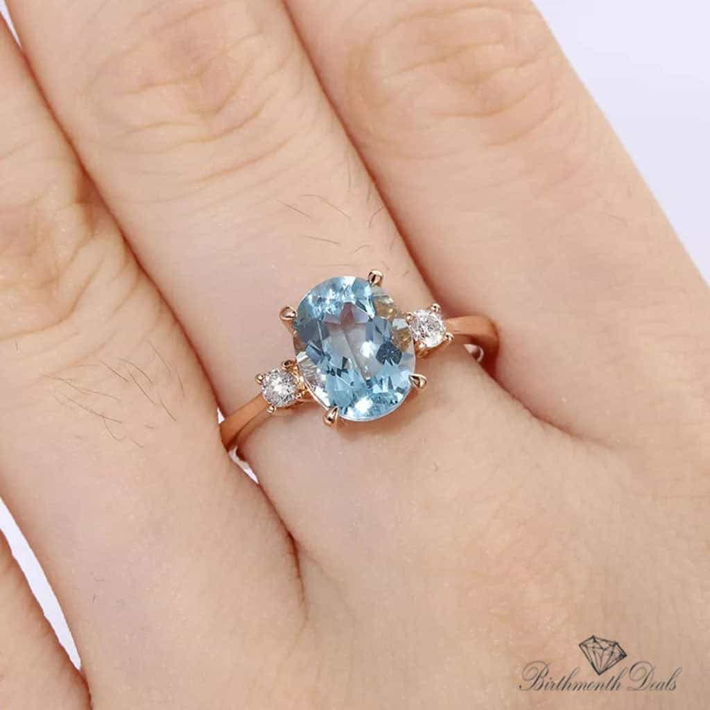 March Aquamarine Birthstone Ring - Birthmonth Deals