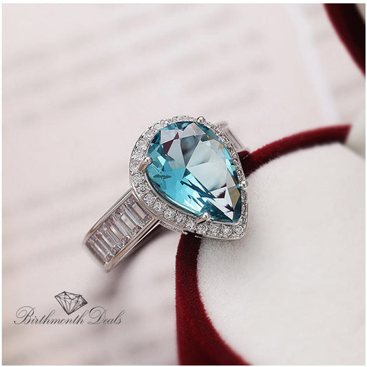 March Aquamarine Birthstone Ring - Birthmonth Deals