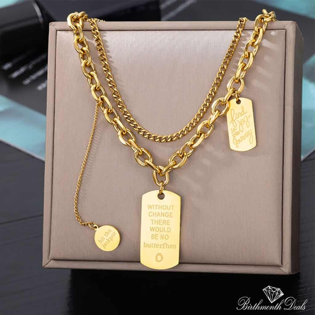 Multi Layered Stainless Necklace in Gold Collection - Birthmonth Deals