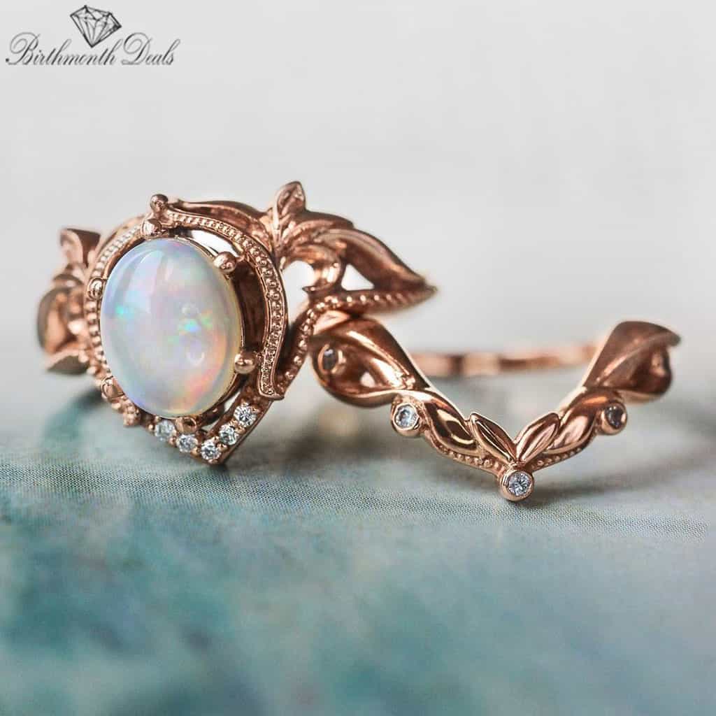 October Opal Birthstone Stacking Ring - Birthmonth Deals