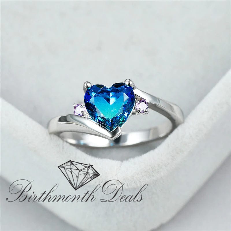 March Aquamarine Birthstone Ring - Birthmonth Deals