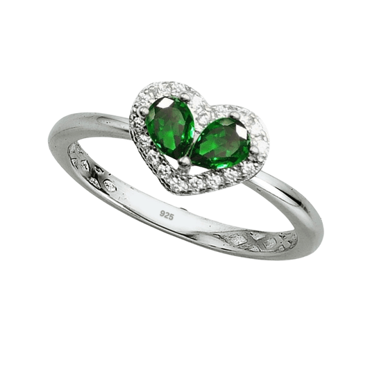 Dainty Heart Emerald Ring