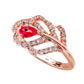 Ruby Embedded Leaf Ring