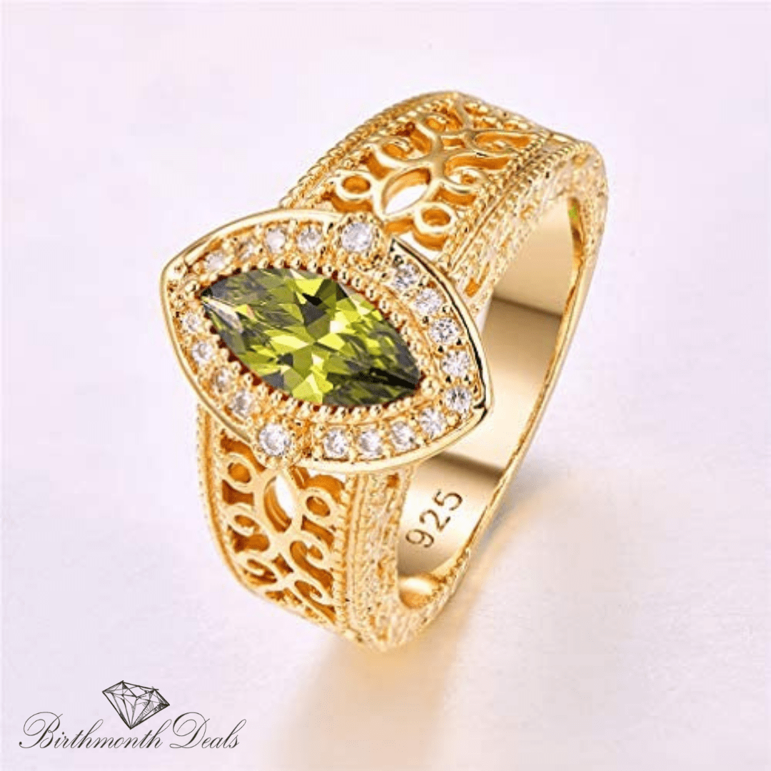 August Peridot Birthstone Ring - Birthmonth Deals