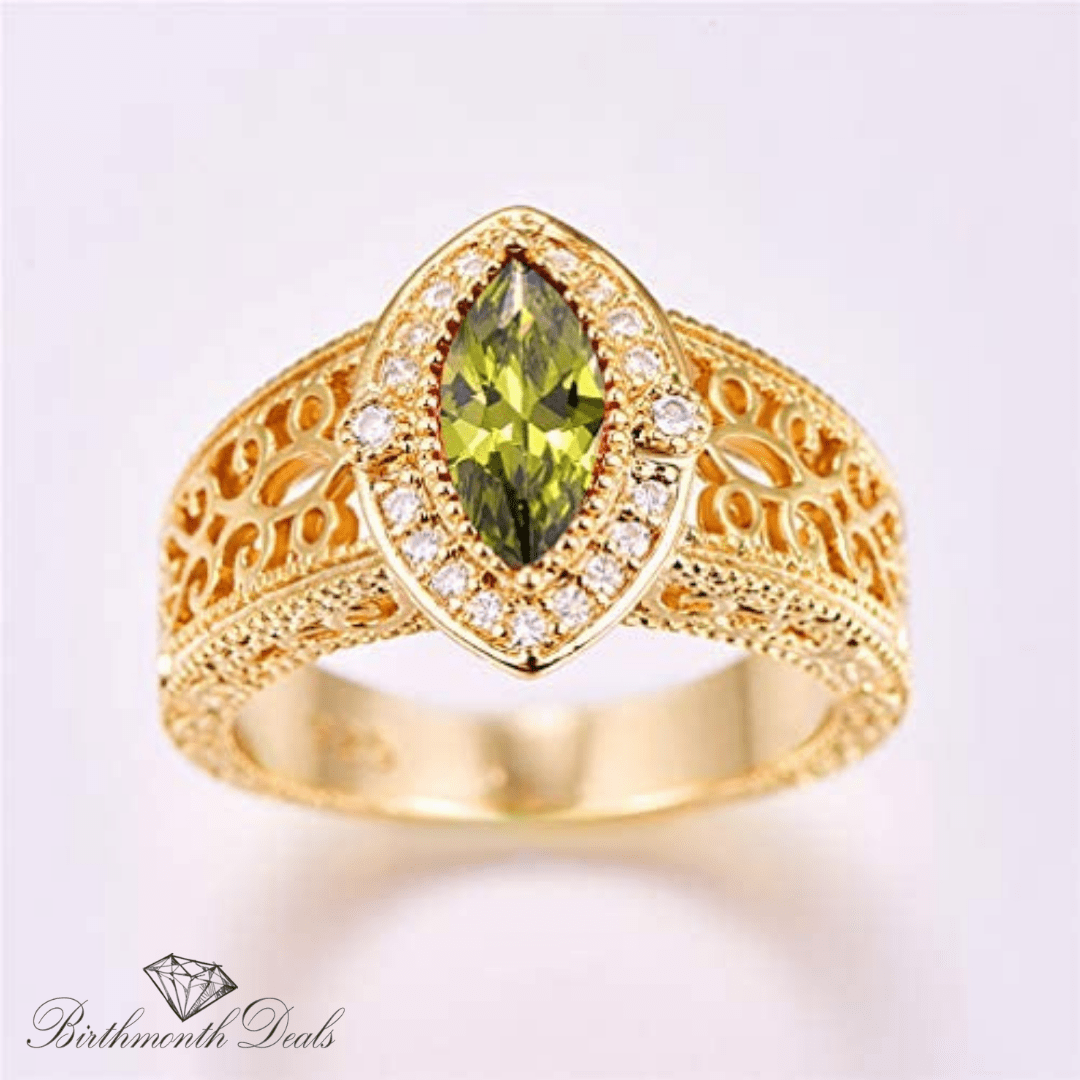 August Peridot Birthstone Ring - Birthmonth Deals