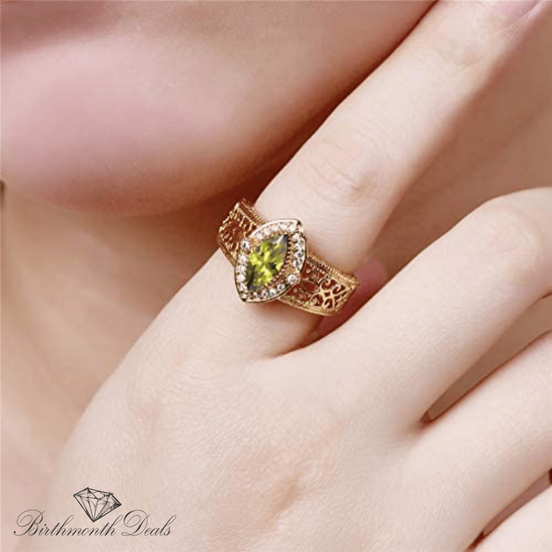 August Peridot Birthstone Ring - Birthmonth Deals