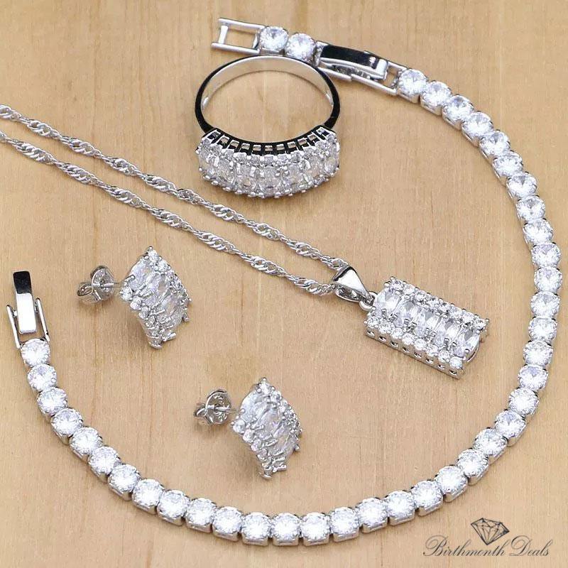 April Diamond Birthstone Jewelry Set