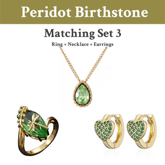 August Peridot Birthstone Ring Bundle 3 - Birthmonth Deals