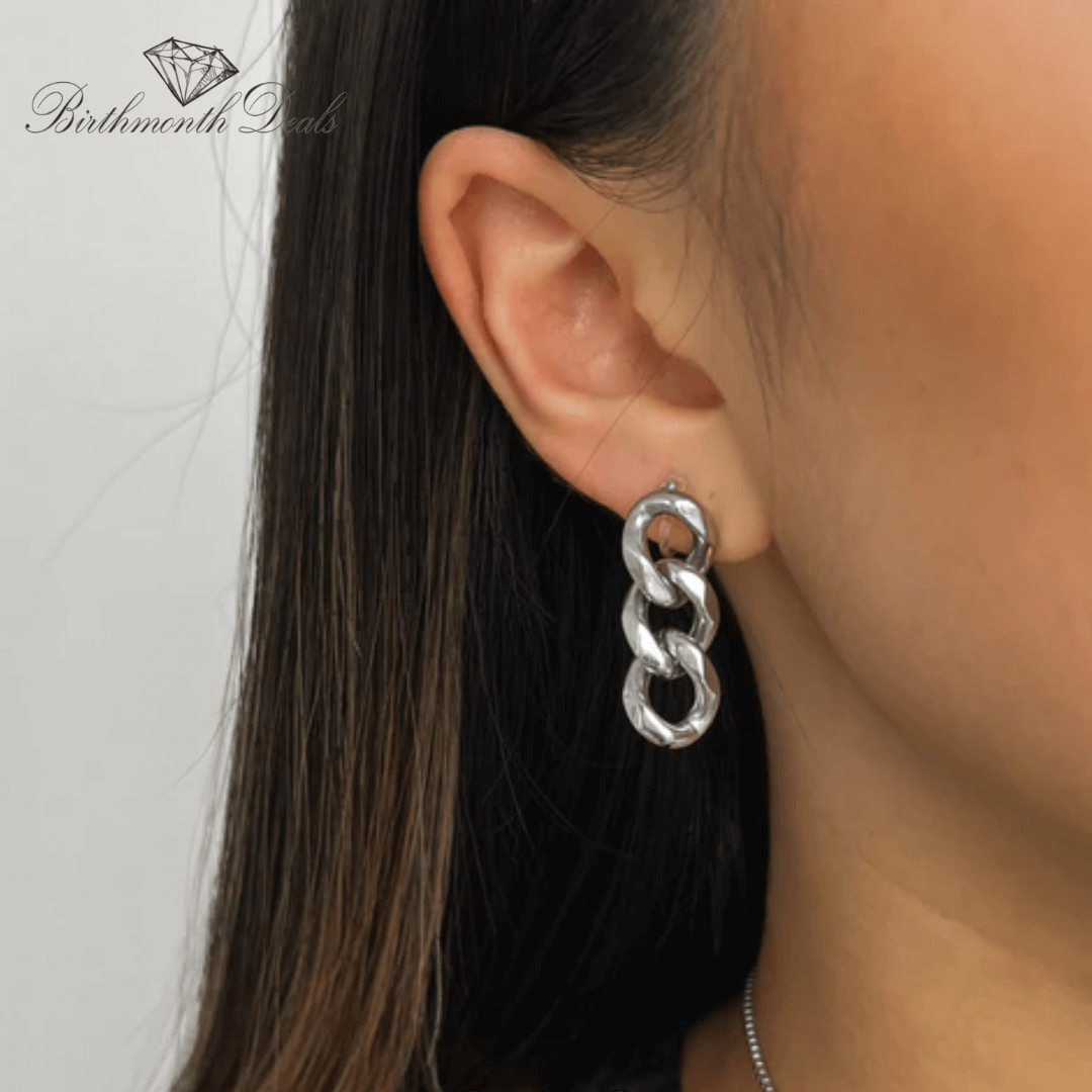 Cristina Clip-On Chain Earrings - Silver - Birthmonth Deals