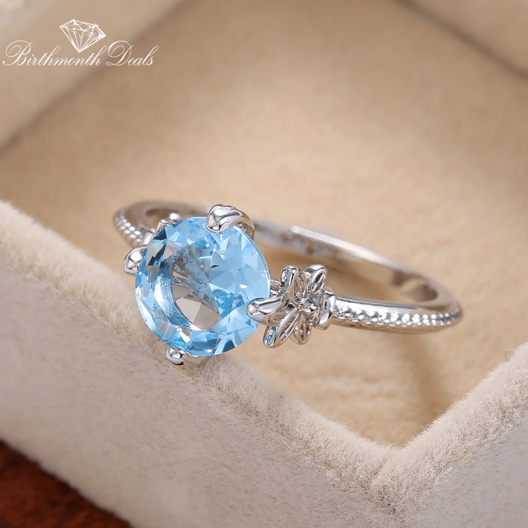 March Aquamarine Birthstone Ring - Birthmonth Deals