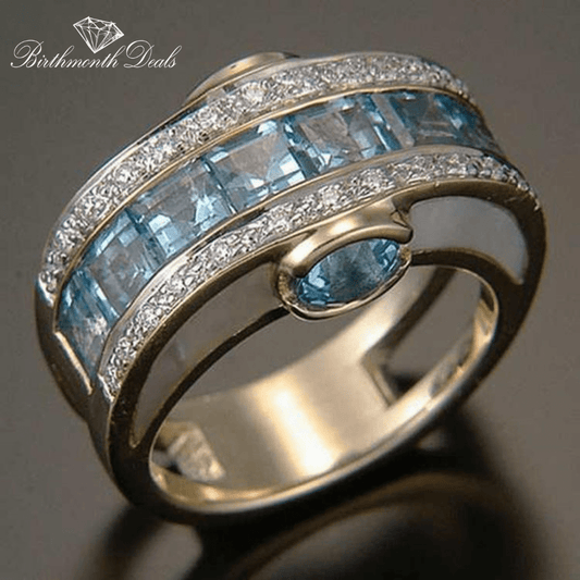 March Aquamarine Birthstone Ring - Birthmonth Deals