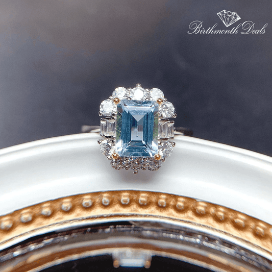 March Aquamarine Birthstone Ring - Birthmonth Deals