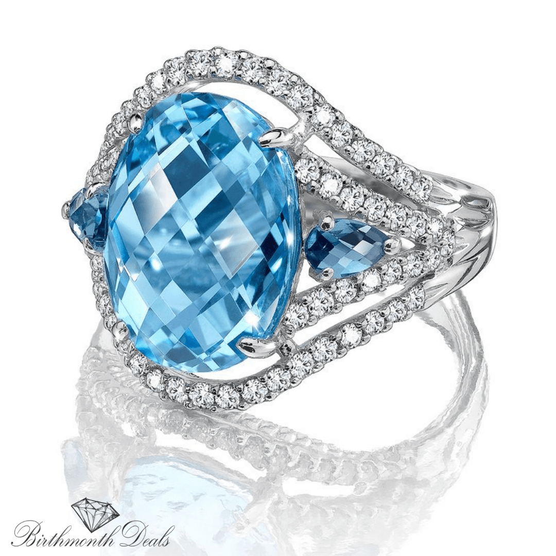 March Aquamarine Birthstone Ring - Birthmonth Deals