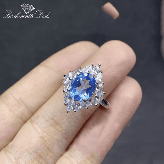 March Aquamarine Birthstone Ring - Birthmonth Deals