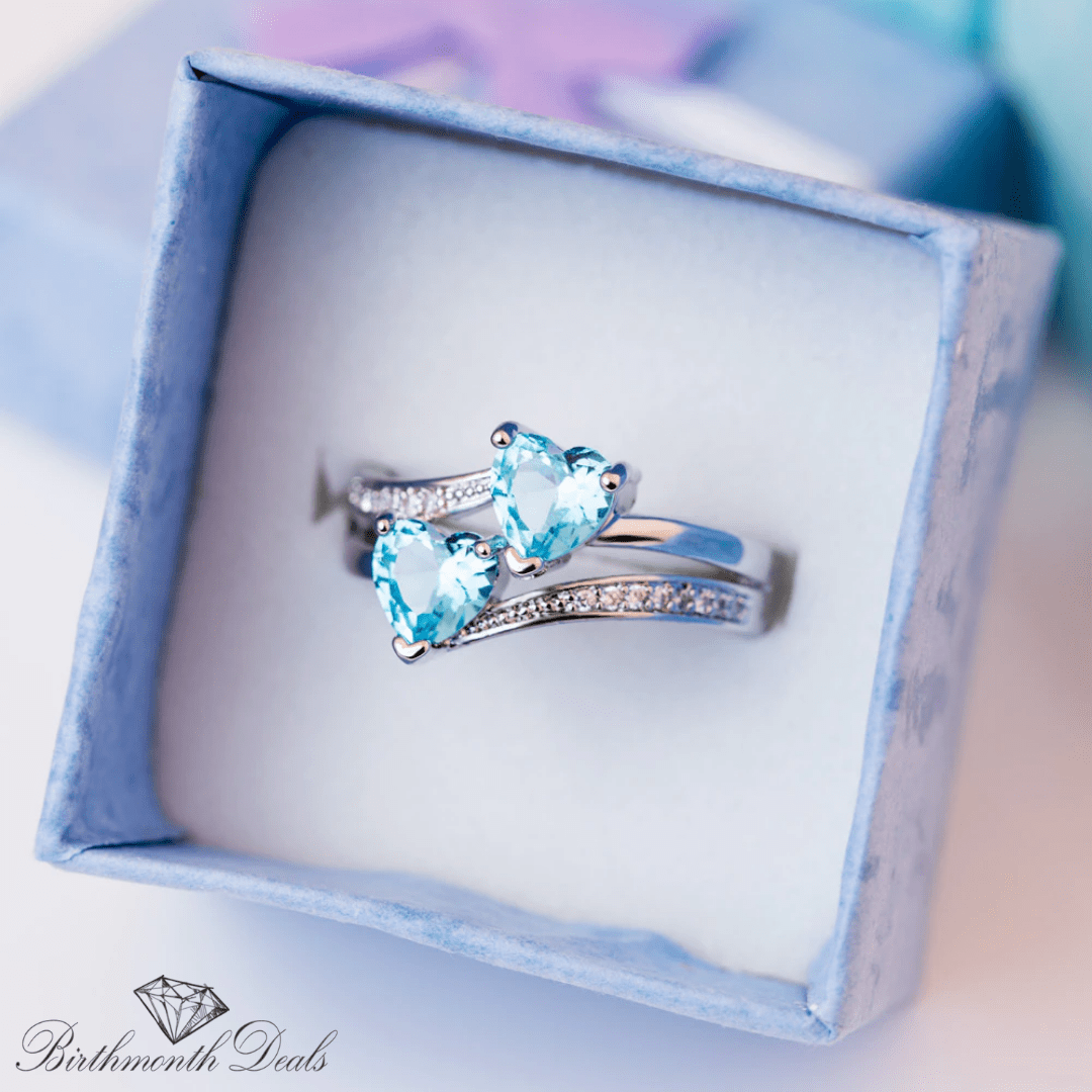 March Aquamarine Birthstone Ring - Birthmonth Deals