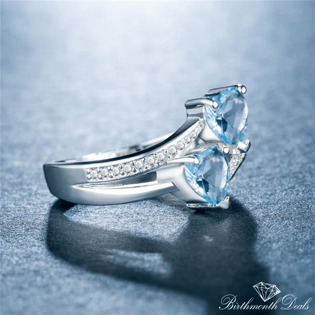 March Aquamarine Birthstone Ring - Birthmonth Deals