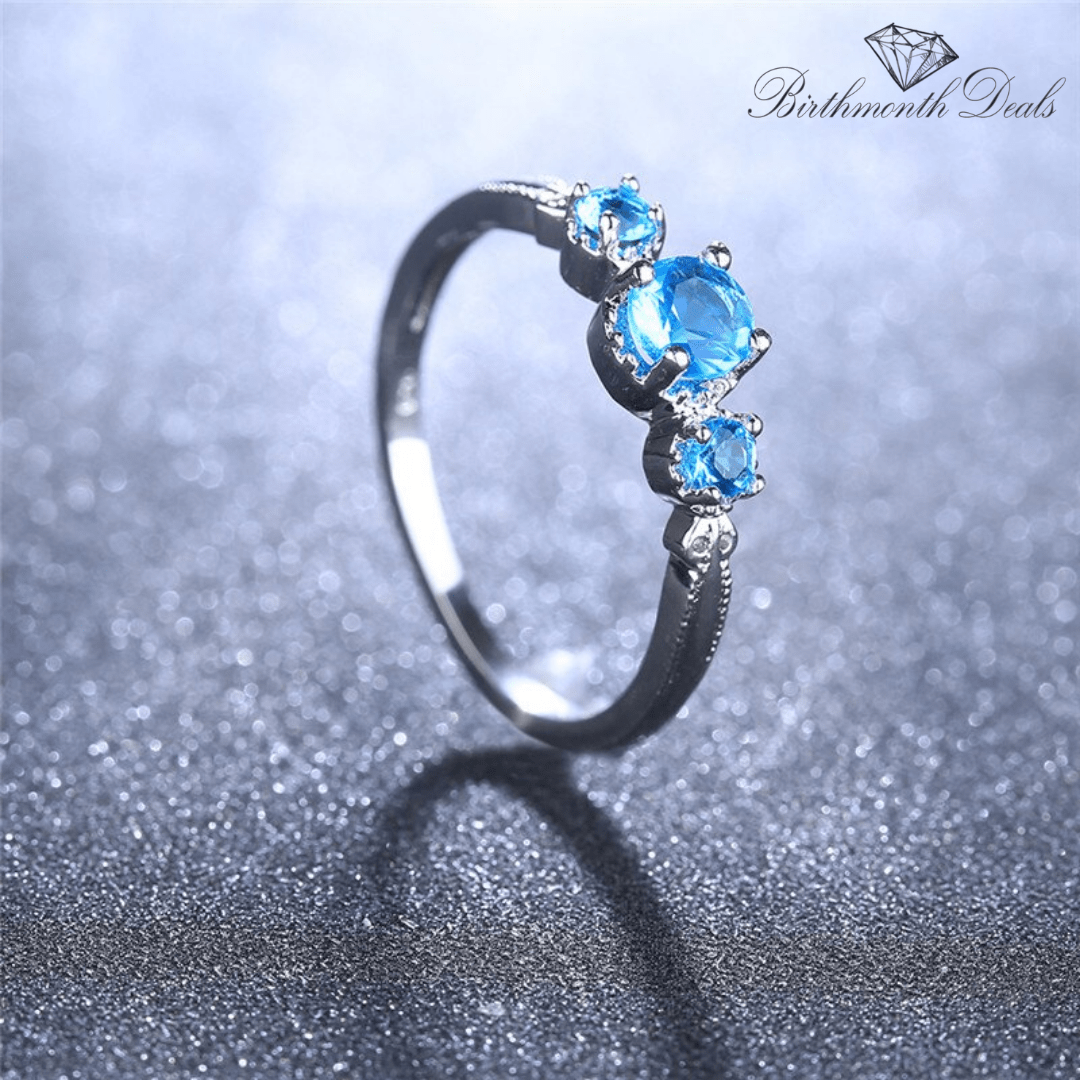 March Aquamarine Birthstone Ring - Birthmonth Deals