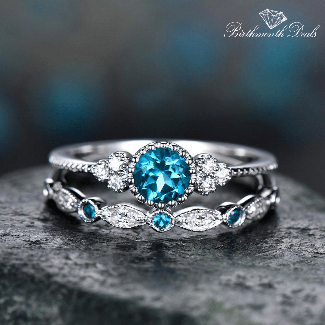 March Aquamarine Birthstone Stacking Ring - Birthmonth Deals