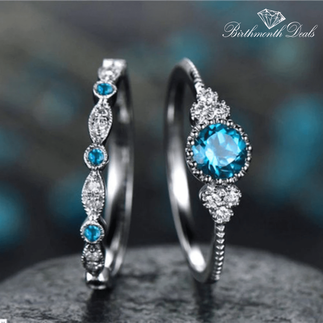 March Aquamarine Birthstone Stacking Ring - Birthmonth Deals