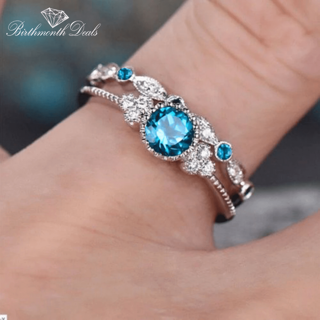 March Aquamarine Birthstone Stacking Ring - Birthmonth Deals