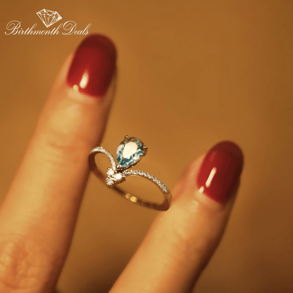 March Aquamarine Birthstone Ring - Birthmonth Deals