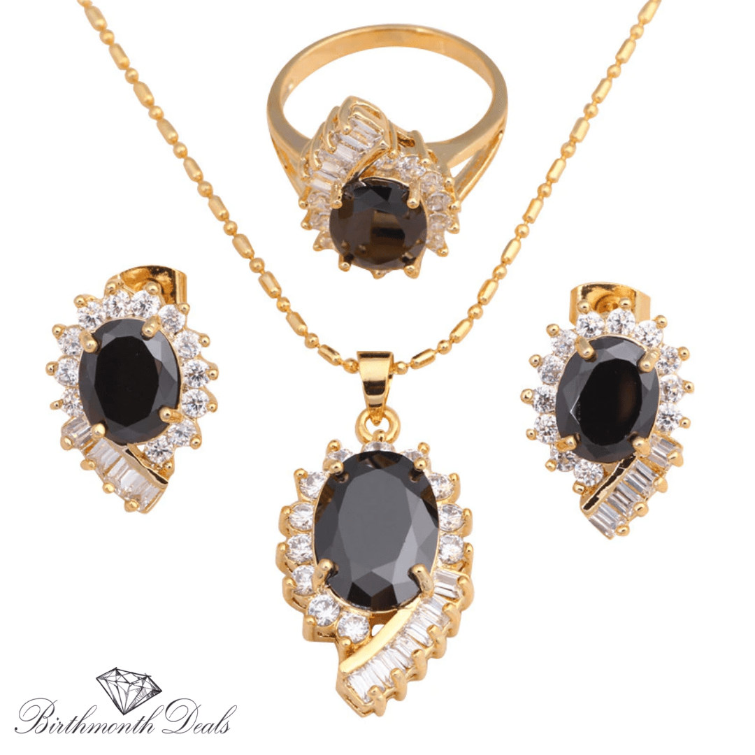 December Onyx Birthstone Jewelry Set - Birthmonth Deals