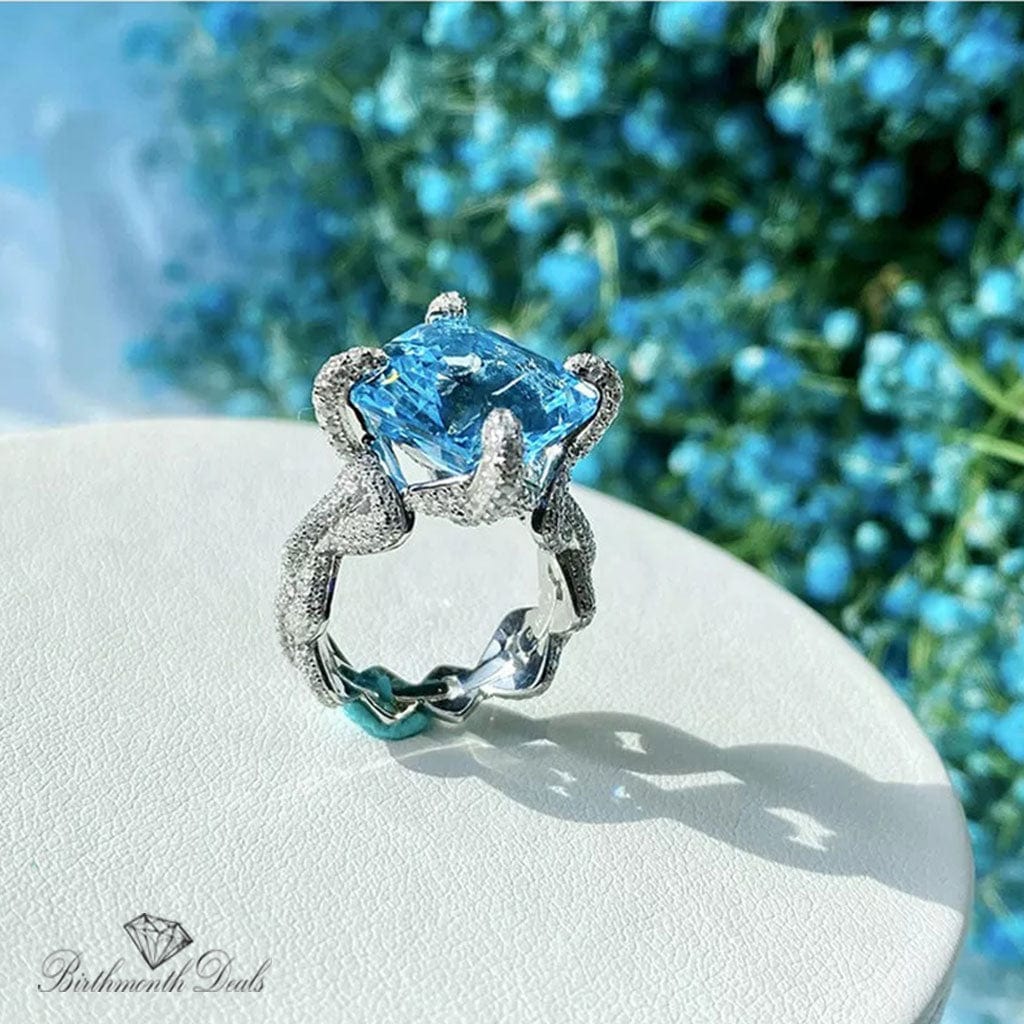 March Aquamarine Birthstone Ring - Birthmonth Deals