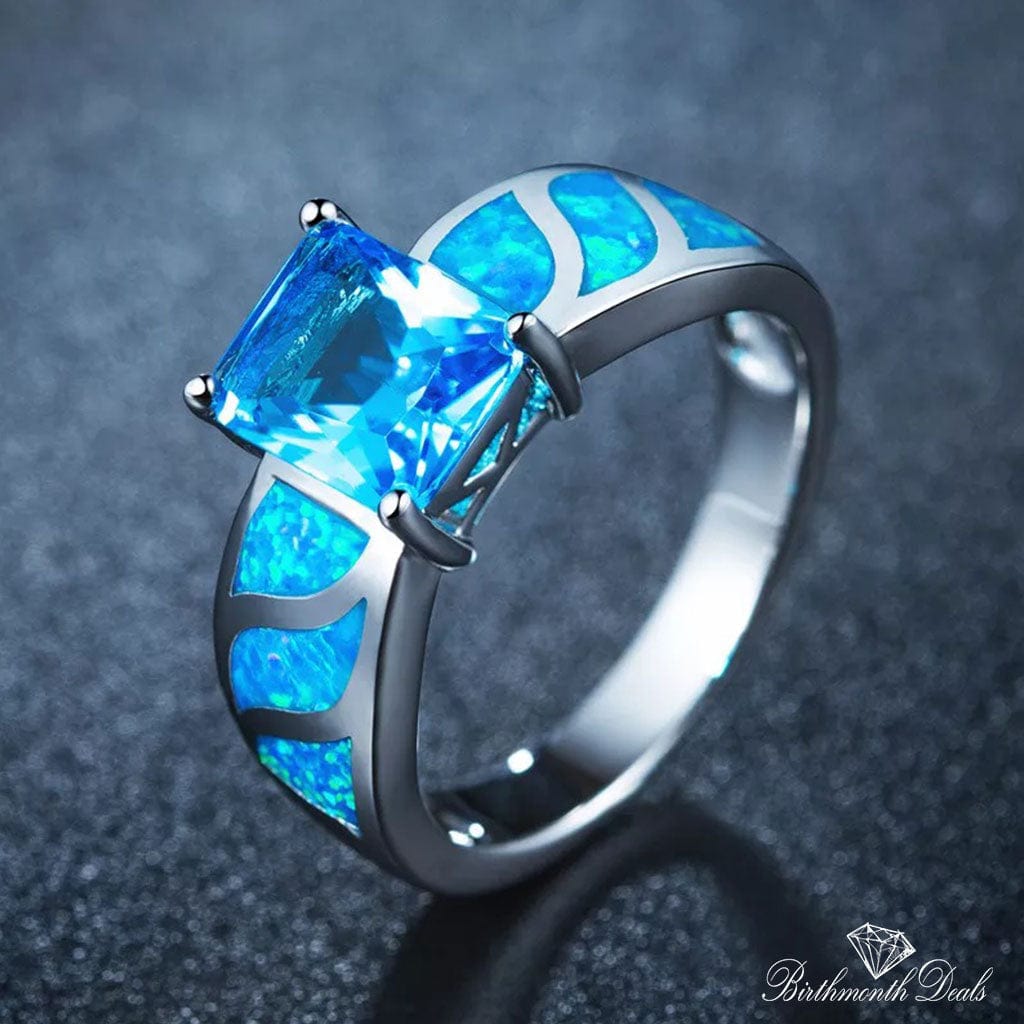 March Aquamarine Birthstone Ring - Birthmonth Deals