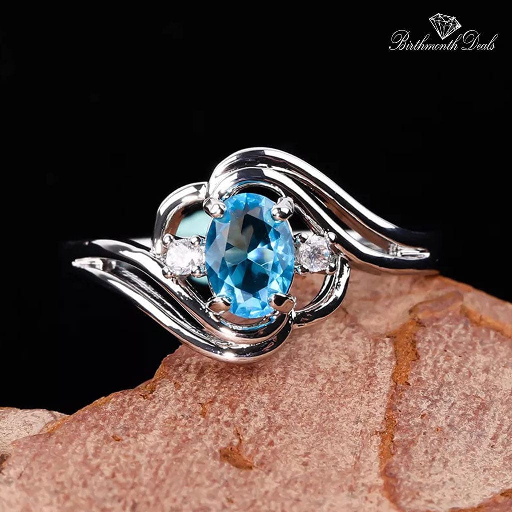 March Aquamarine Birthstone Ring - Birthmonth Deals