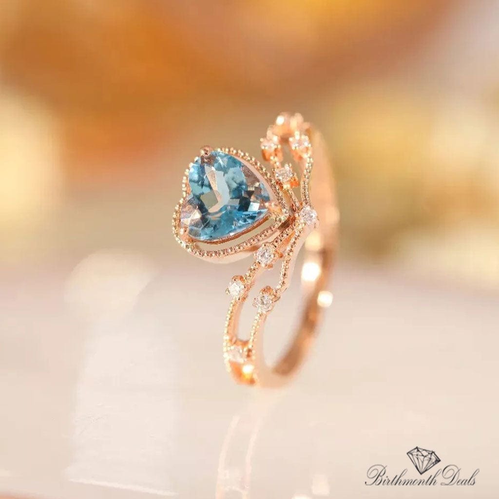 March Aquamarine Birthstone Ring - Birthmonth Deals