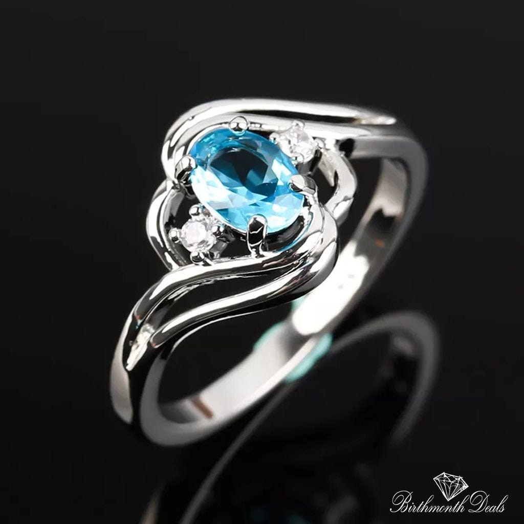 March Aquamarine Birthstone Ring - Birthmonth Deals