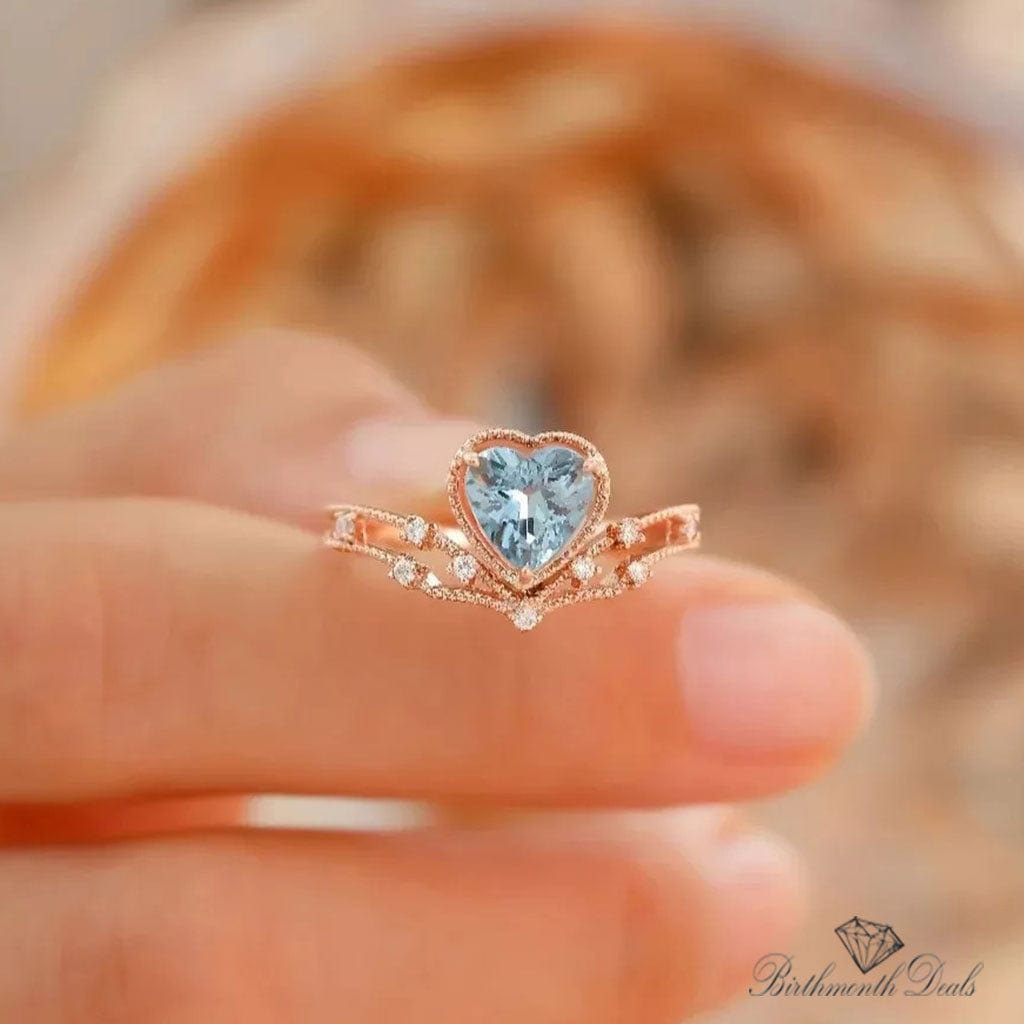 March Aquamarine Birthstone Ring - Birthmonth Deals