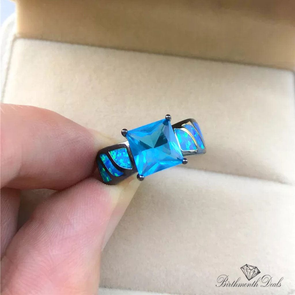 March Aquamarine Birthstone Ring - Birthmonth Deals