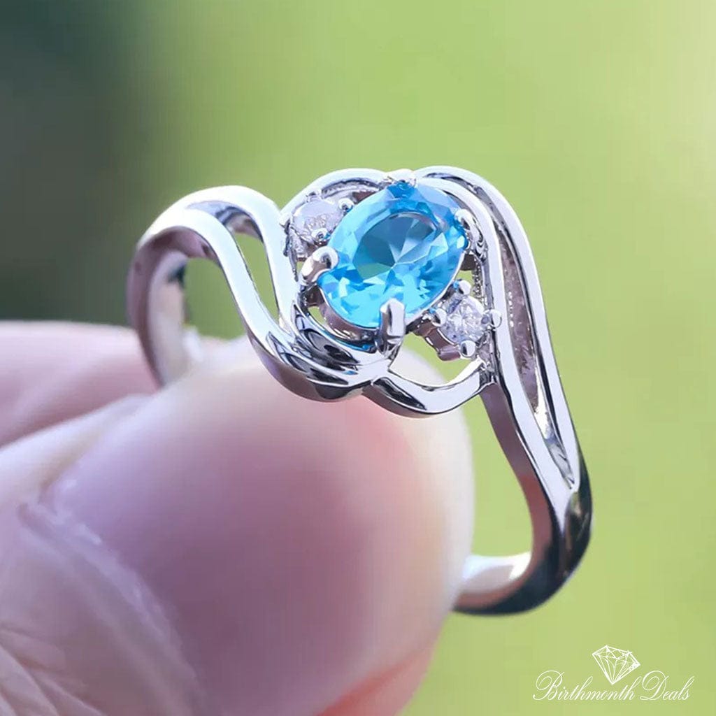 March Aquamarine Birthstone Ring - Birthmonth Deals