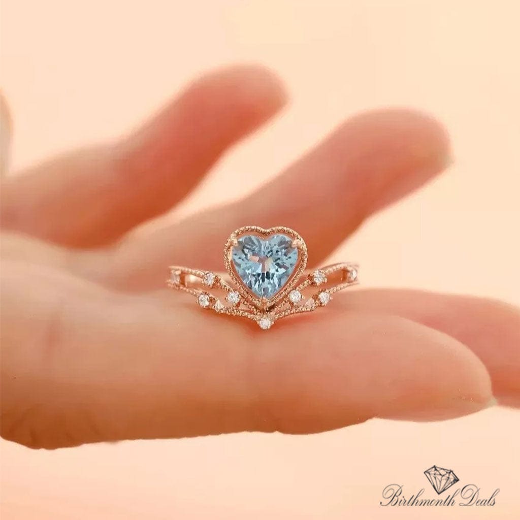 March Aquamarine Birthstone Ring - Birthmonth Deals