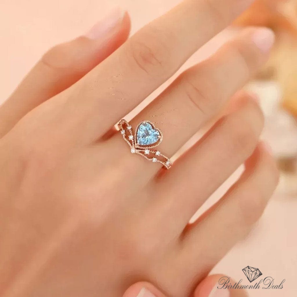 March Aquamarine Birthstone Ring - Birthmonth Deals