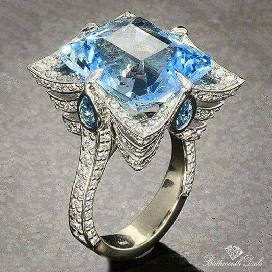 March Aquamarine Birthstone Ring - Birthmonth Deals