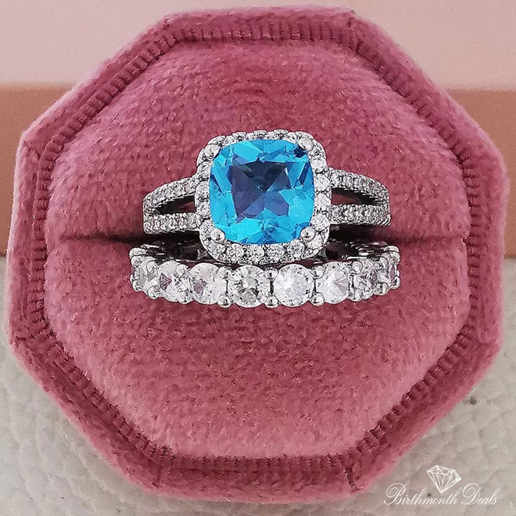 March Aquamarine Birthstone Stacking Ring - Birthmonth Deals