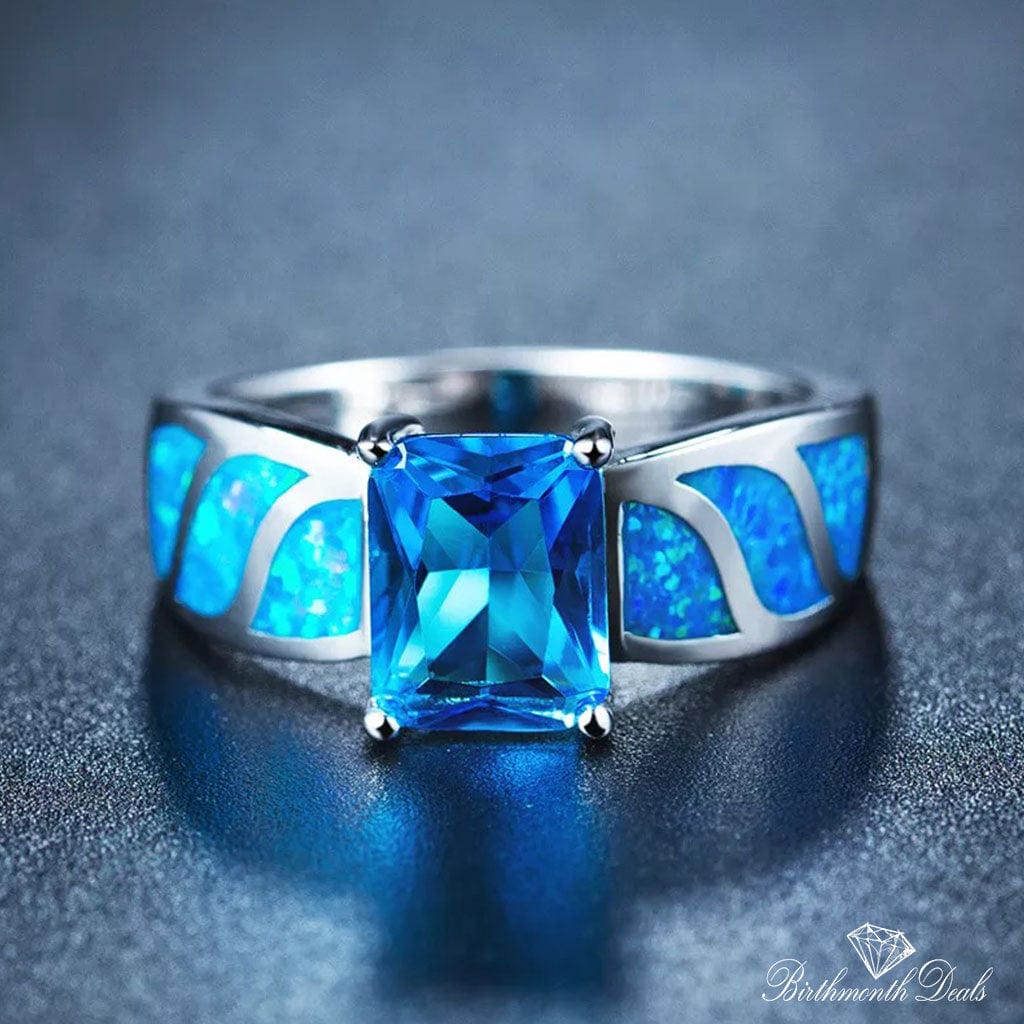 March Aquamarine Birthstone Ring - Birthmonth Deals